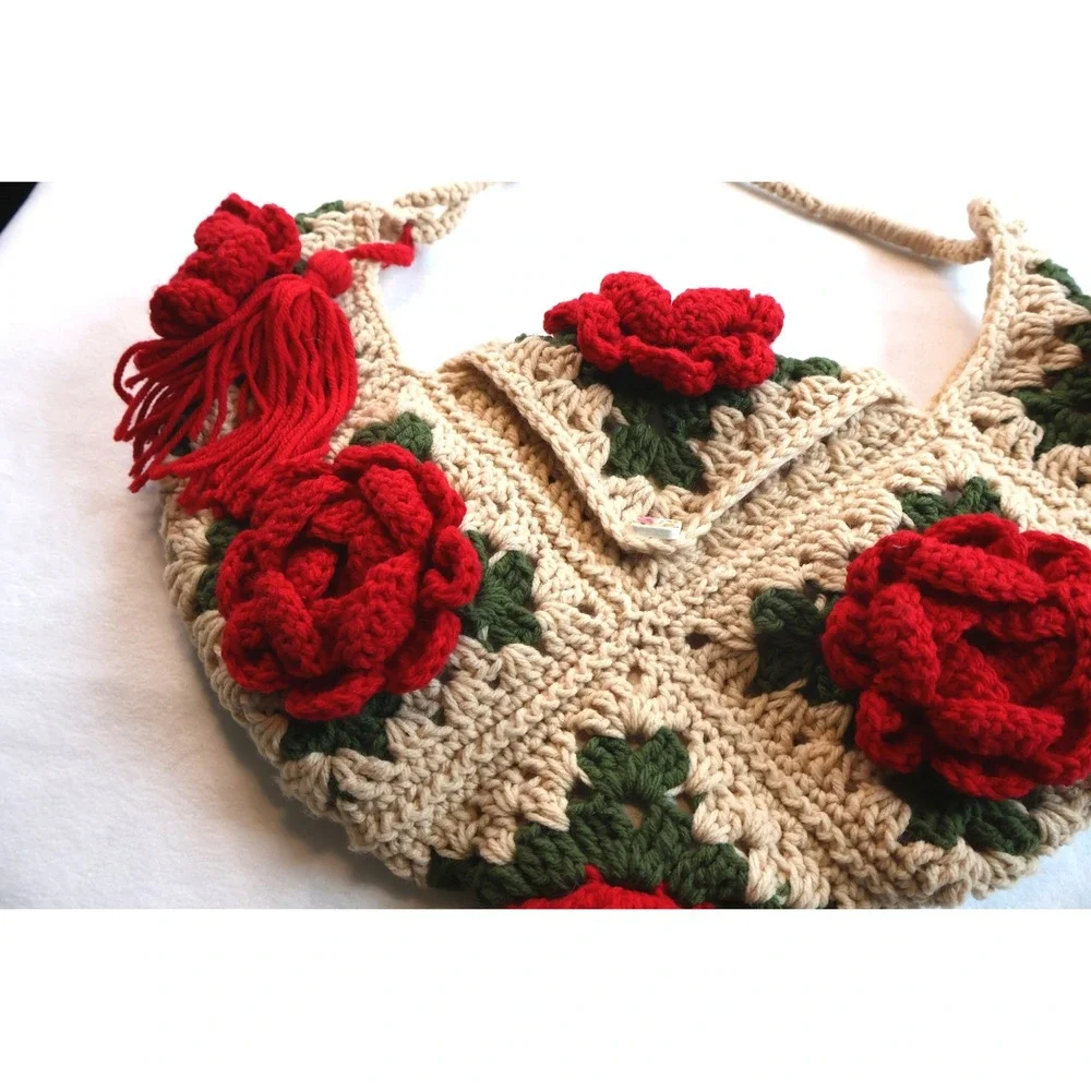 Handmade crochet hobo